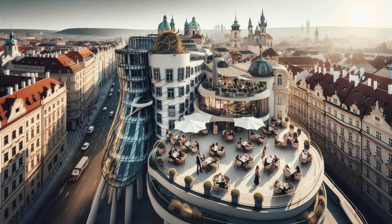 Střecha Tančícího Domu - Nejlepší Městský Výhled s Nádechem Elegance