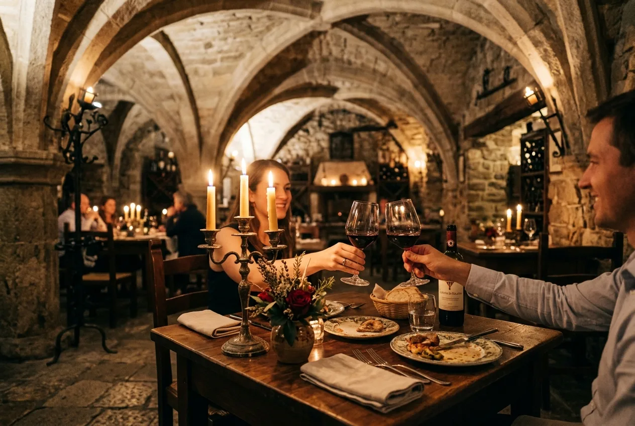 Romantická večeře v gotickém sklepě restaurace Pasta Fresca Ambiente