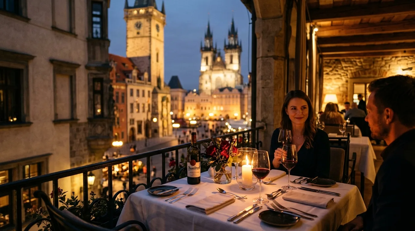 Atmosférická romantická večeře v luxusní pražské restauraci poblíž Staroměstského náměstí