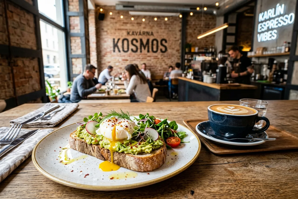 Śniadanie w Pradze: TOP 5 Miejsc z Klimatem (2026) 1 Nowoczesne śniadanie z awokado i kawa specialty w praskiej dzielnicy Karlín