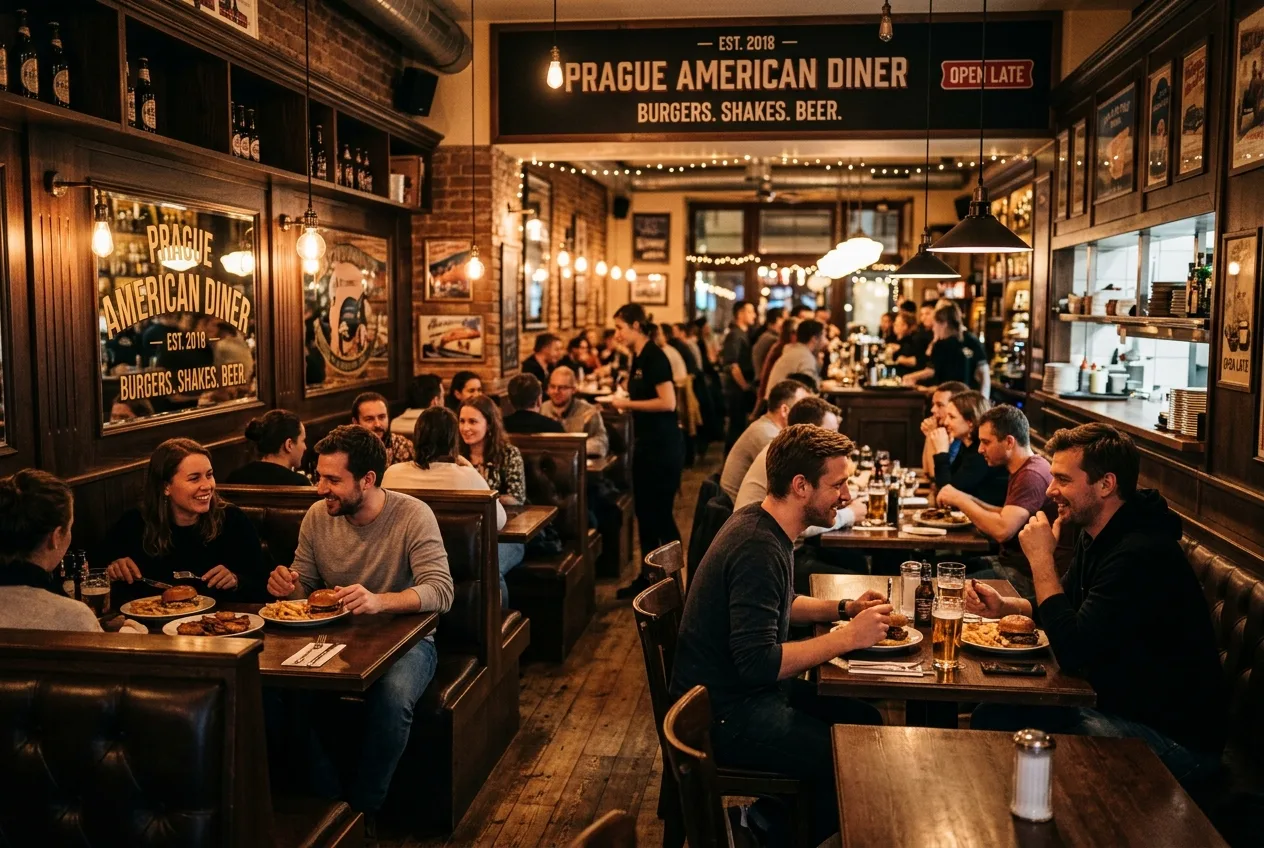 Autentická atmosféra a interiér podniku The Tavern v Praze